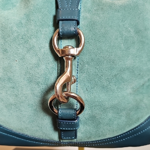 Coach 2006 Hamptons Suede Hobo Bag Teal Blue with Silver Hardware - Picture 13 of 14